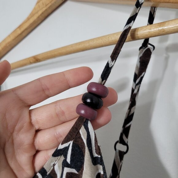 Planet Brown Geometric Print Fit and Flare Midi Dress Adjustable Spaghetti Strap - Picture 3 of 12